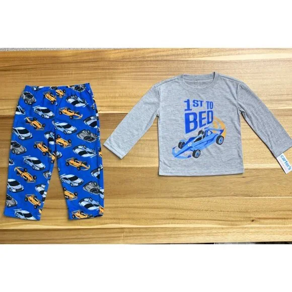 Carters Toddler Boy Race Car Themed Soft Polyester Pajama Set Size 3T - Picture 4 of 7